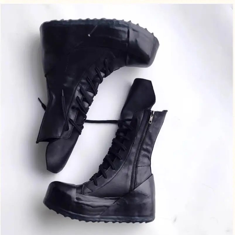 

Retro Handmade Customized High Top Punk Motorcycle Boots Original Designer Inner Increasing Quality
