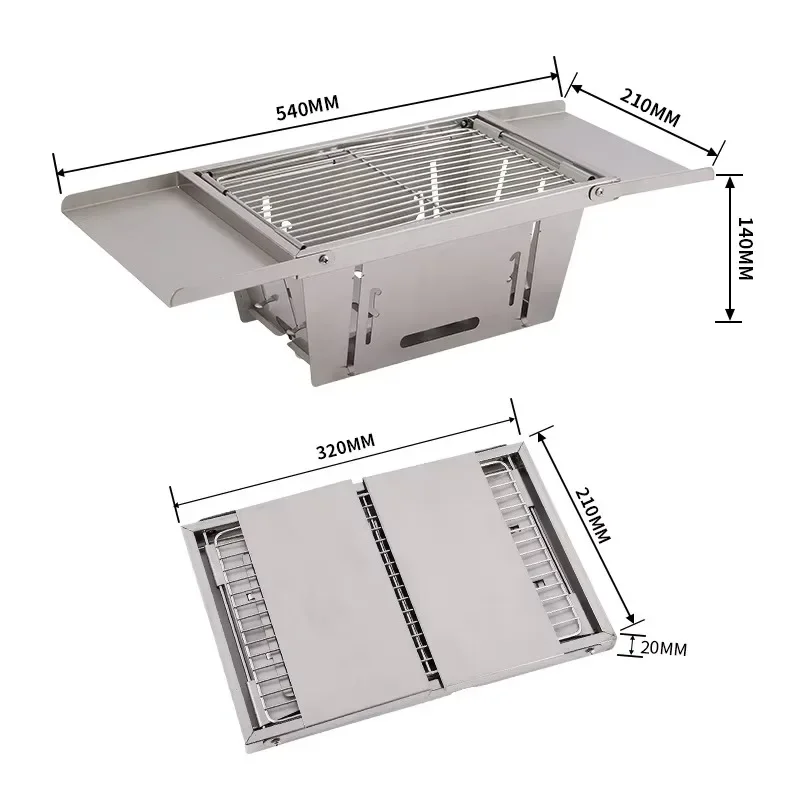 

Multifunctional Beach Travel Camping Table Granular Foldable Stainless Steel Portable Korean Outdoor Charcoal Grill