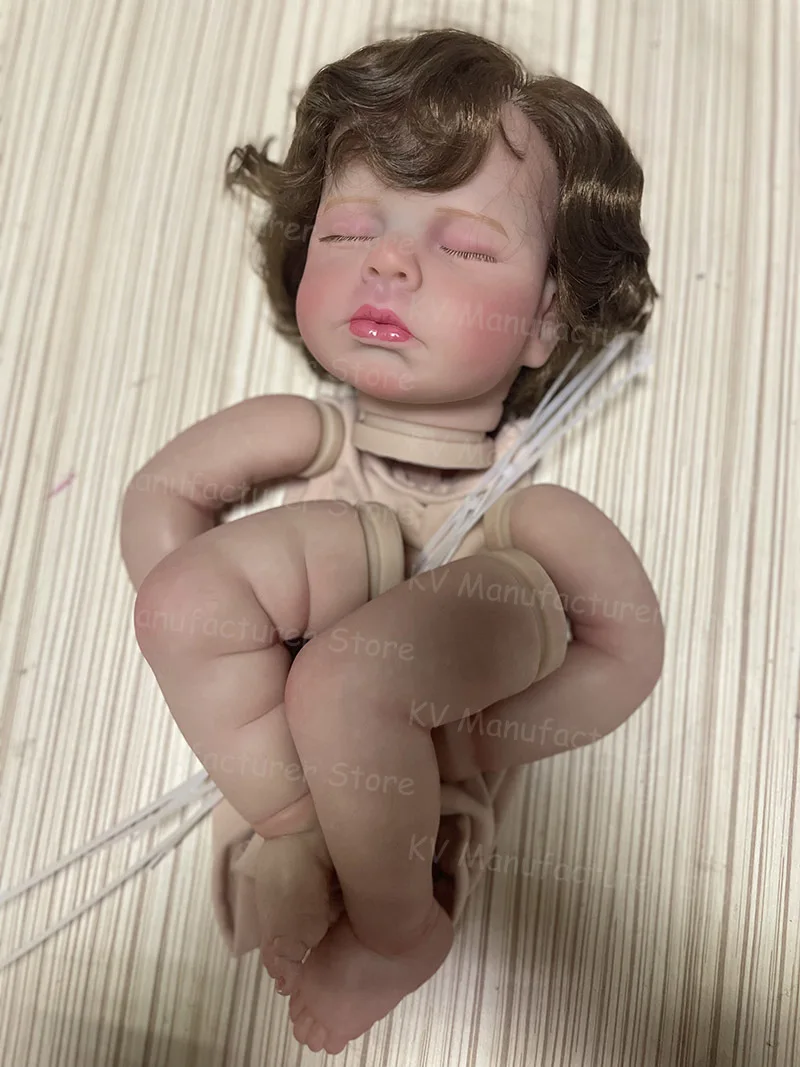 Loulou-Kit de Reborn sin terminar con pelo enraizado, piel 3D realista, Venis, tacto suave, piezas de muñeca DIY, 20 pulgadas