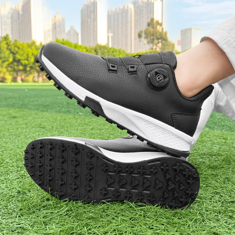 2026 Golf Shoes For Men Women Outdoor Leather Sneakers Flat Walking Professional Fashion Soft Big Size Blue Black