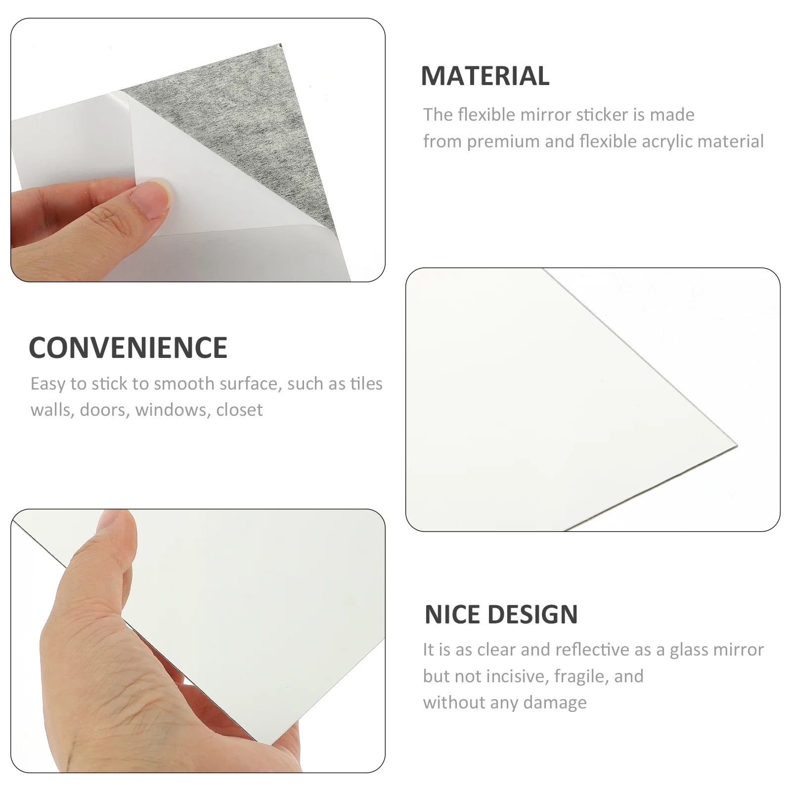 

Mirror Wall Stickers Flexible Acrylic Waterproof For Bathroom Diy Home Decor Tile Surface Mirror Films Decals