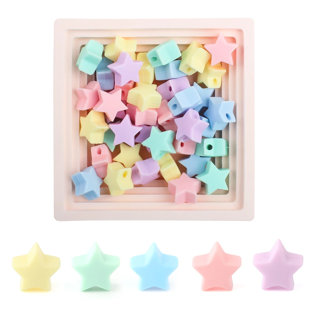 10pcs Mini Star Silicone Beads Colourful Focal Loose Beads For Jewelry Necklace Bracelets Keychain Making DIY Accessories