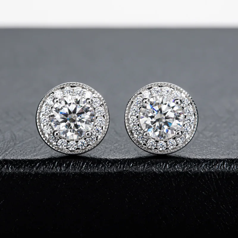 

Sparkling VVS1 D Color Moissanite Stud Earrings for Women, 925 Sterling Silver Sparkling Jewelry, Wedding Anniversary Gift