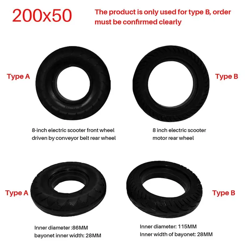 HOT-8 Inch Electric Scooter Tire 200X50 Solid Tire Rear Tire For Speedway RUIMA Mini 4 PRO,8 Inch Electric Scooter Tire 200X50 S