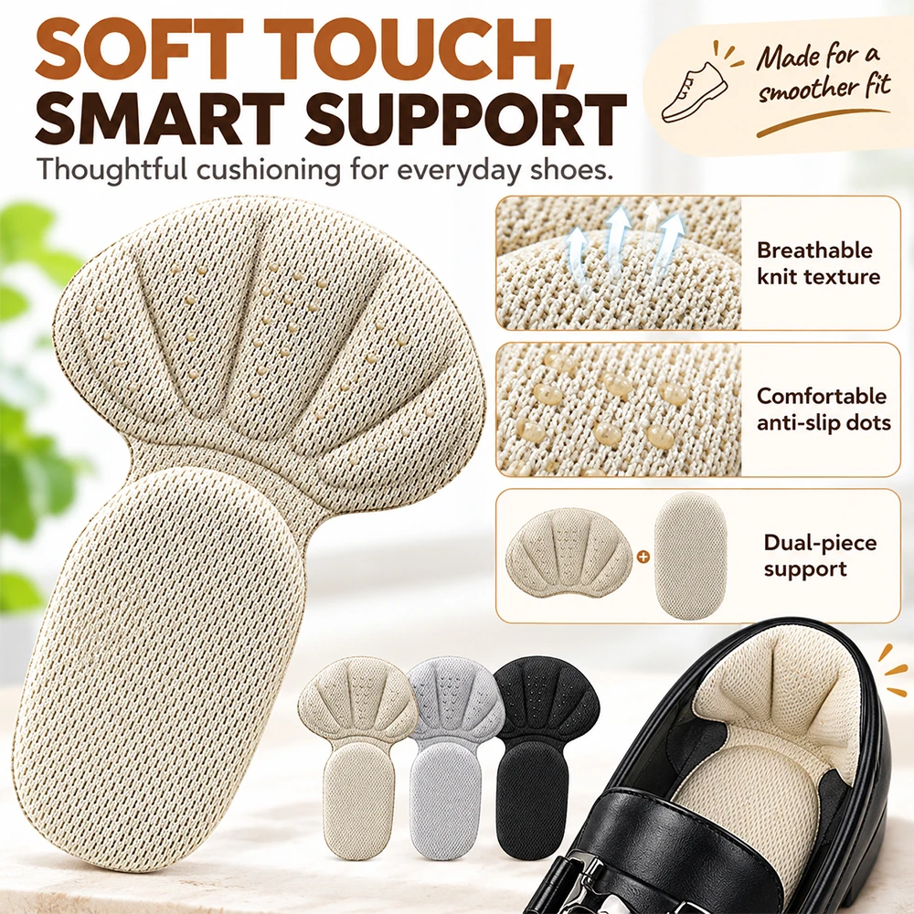 New Heel Grips Sponge 2 In 1 Protector Cushioning Shoe Pads Shoe Too Big Soft Mesh Insoles Comfort Fresh Daily Step CORRECTiON
