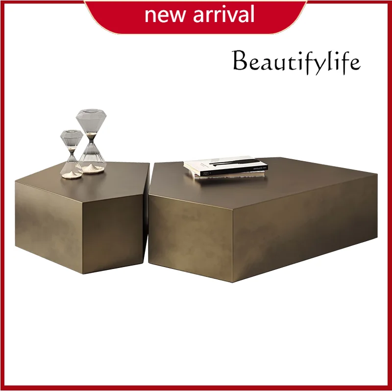 

ZL Simple Light Luxury Brushed Coffee Table Combination Design Creative Stainless Steel Living Room Special-shaped Coffee Table
