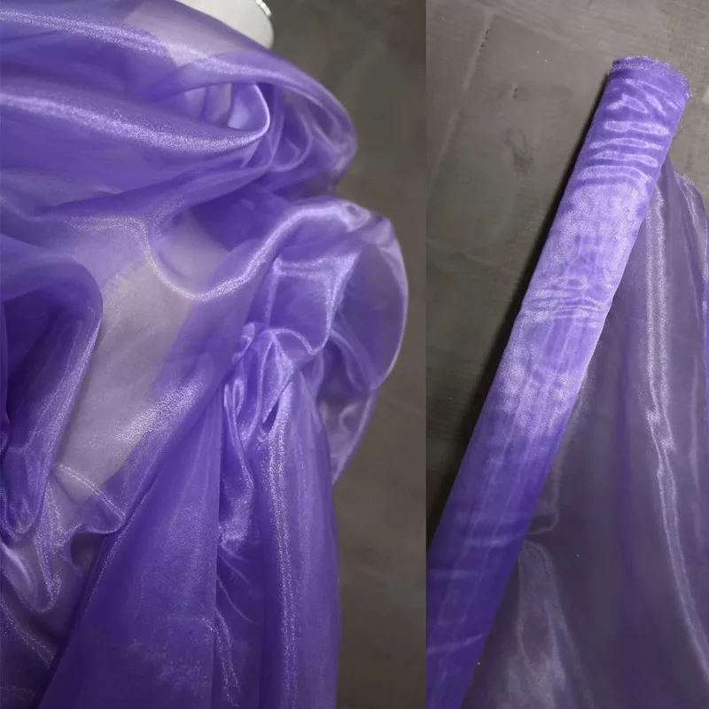 미러 크리스탈 오간자 원단 시어 크리스탈 광택 여름 의류 셔츠 인형 옷 장식 DIY 재봉 재료