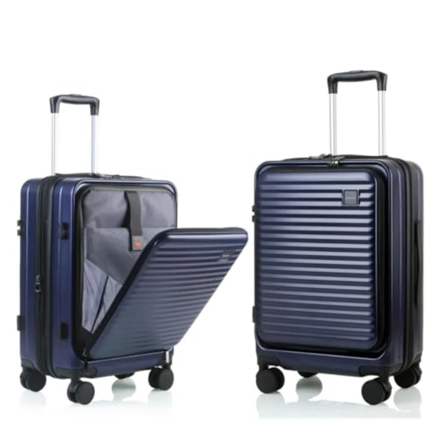 

20-дюймовый расширяемый легкий чемодан для ручной клади с жестким корпусом, на колесиках-спиннерах и с замком TSA, одобренный авиакомпаниями, цвет темно-серый