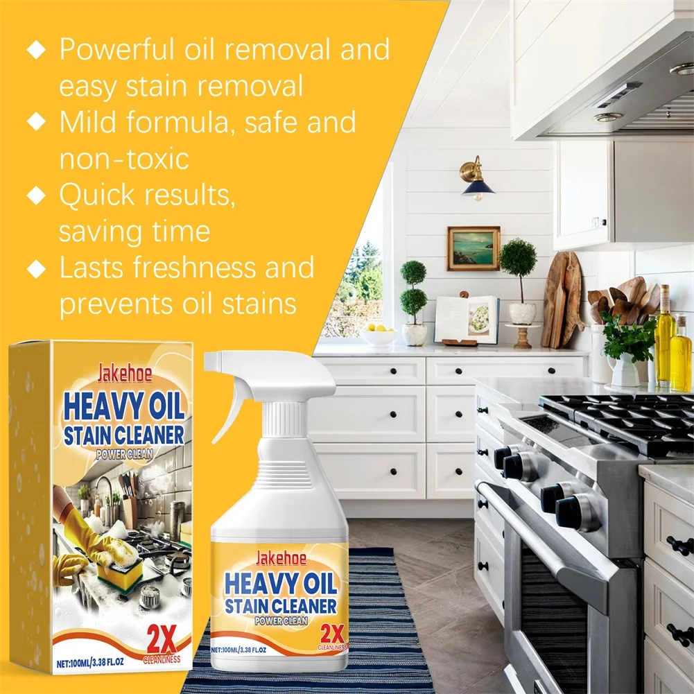 Kitchen Grease Cleaner Spray Multi-Functional Heavy Oil Cleaner Hard Stains Cleaner Fast-Acting Residue-Free For Bathroom Glass