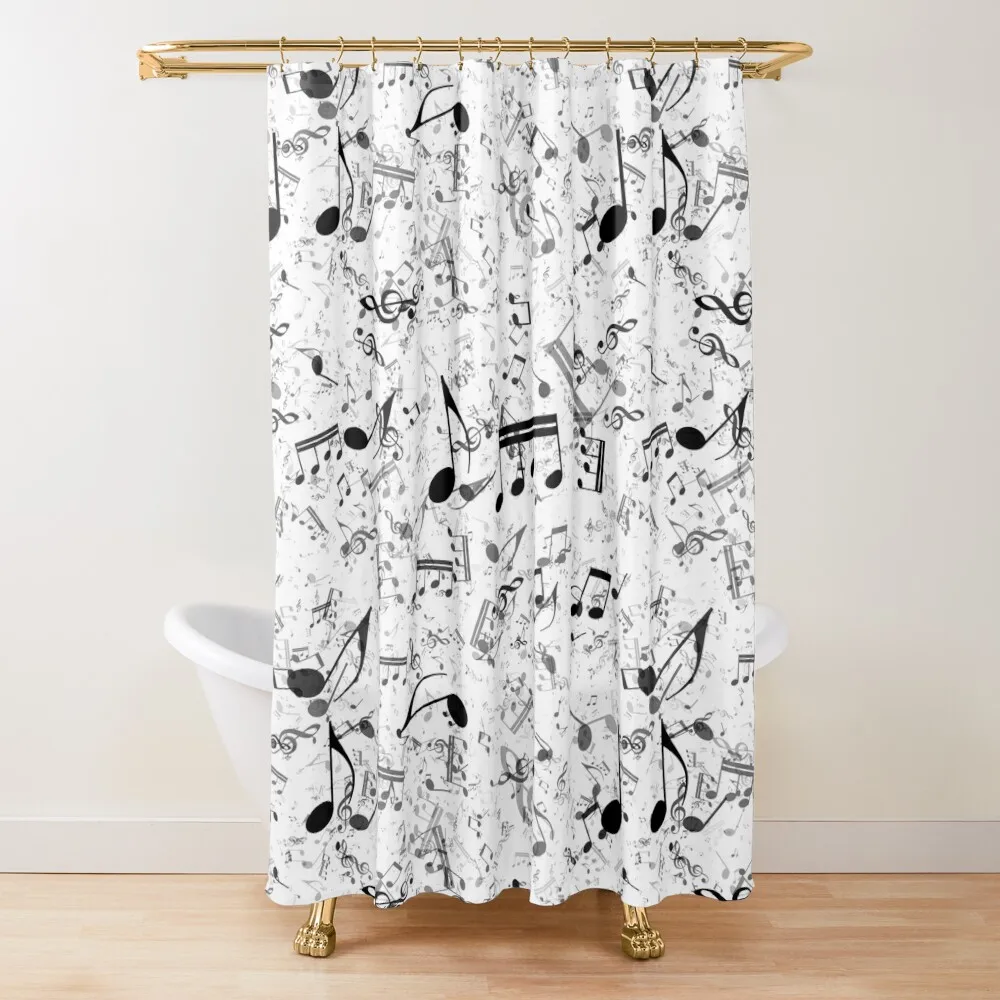 

Black and White Music Notes Pattern Shower Curtain Bathroom Accessorys Shower For Bathroom Waterproof Bathroom Shower Curtain