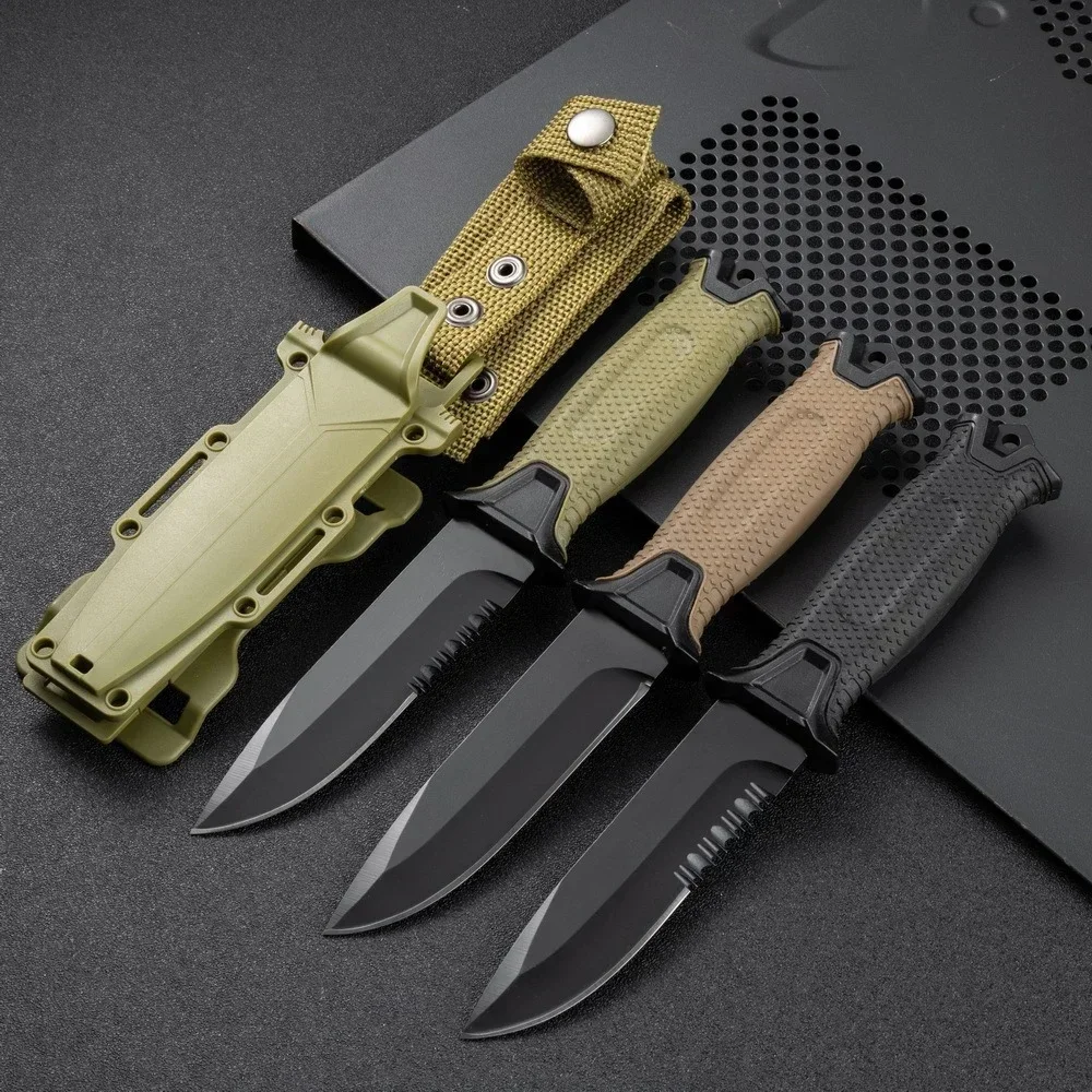 New EDC tools for outdoor use Straight serrated knife, portable survival knife for camping, 440c steel survival knife