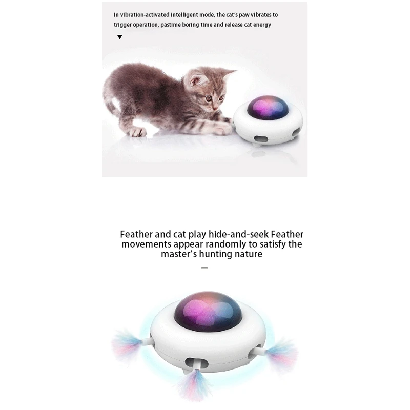 Smart Teaser Pet Toy, plataforma giratória, Catching Training Brinquedos, carregamento USB, Auto interativo, bonito, UFO