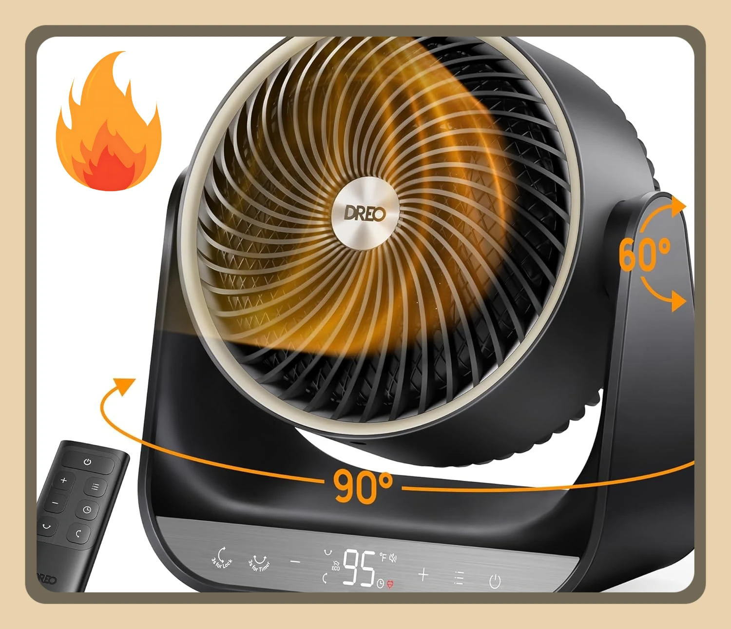 

[Best Seller!]Whole Room Heater 714, 60° Vertical & 90° Horizontal 3D Oscillating Heating, 12 ft/s Long-Range Circulator, 3 Heat