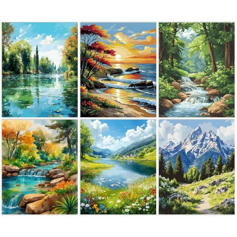 

GATYZTORY Painting By Numbers Landsape Acrylic Paint By Numbers Drawing On Canvas Pictures Artwork Handmade Wall Decor