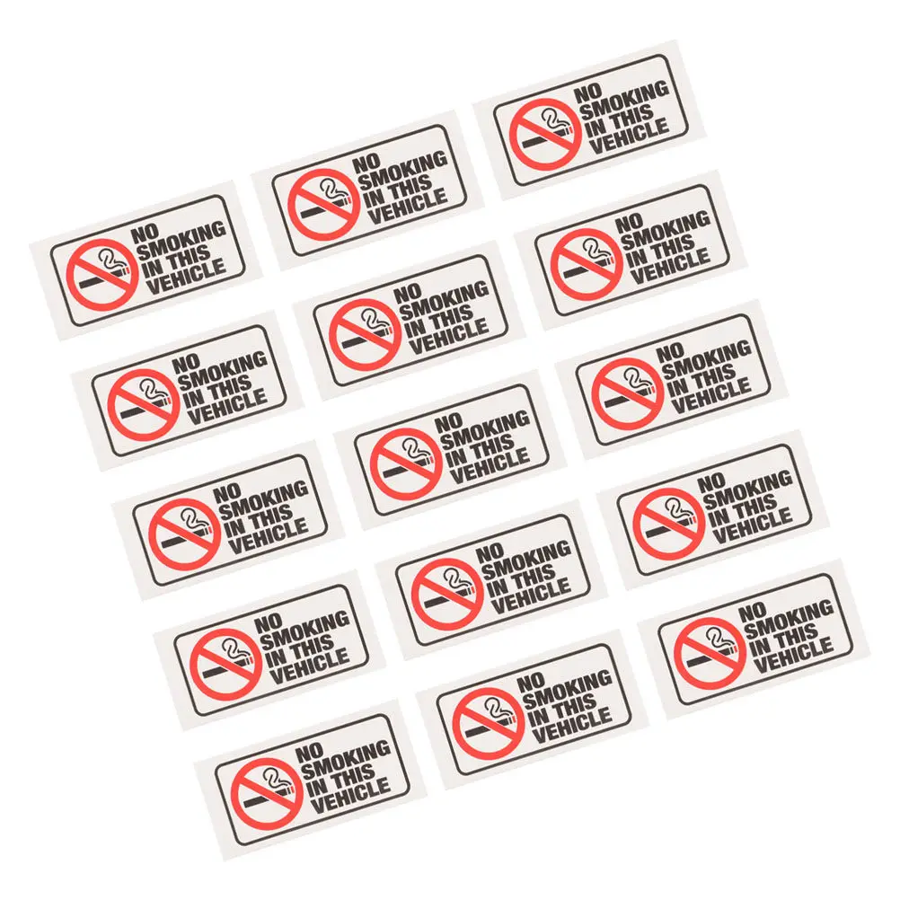 15Pcs Bold Clear No Smoking Warning Sticker Waterproof Vinyl Adhesive Decal for Office Restaurant Hotel Hospital School Safety