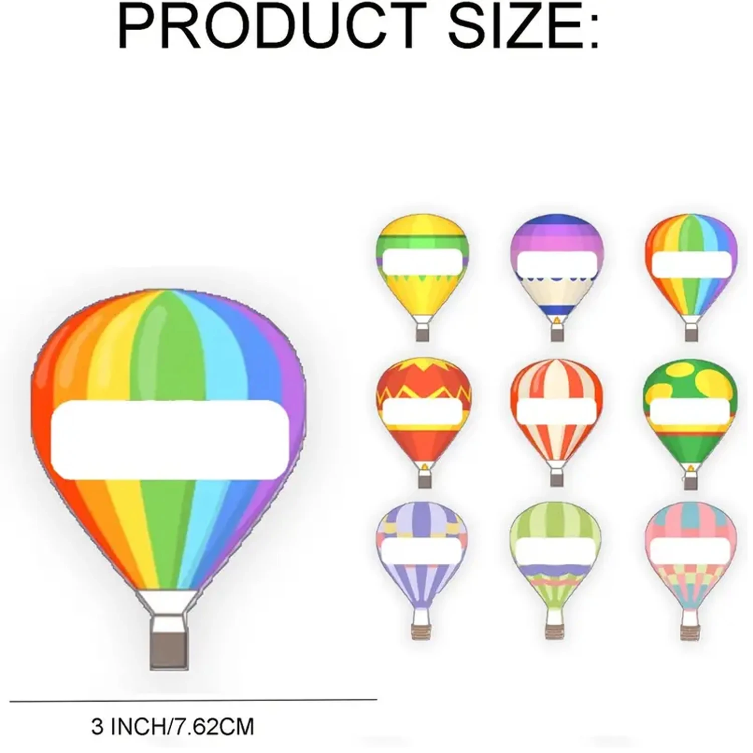 54pcs Colorful Hot Air Balloon Name Tag Stickers - Blank Customizable Labels For Classroom Desk Decor