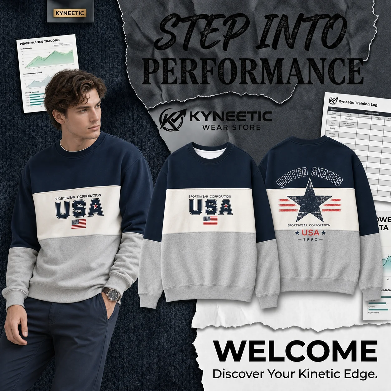Vintage USA Star Letter Print Parent-Child Long Sleeve Crewneck Sweatshirt Casual Independence Day 4th of July Tops Streetwear