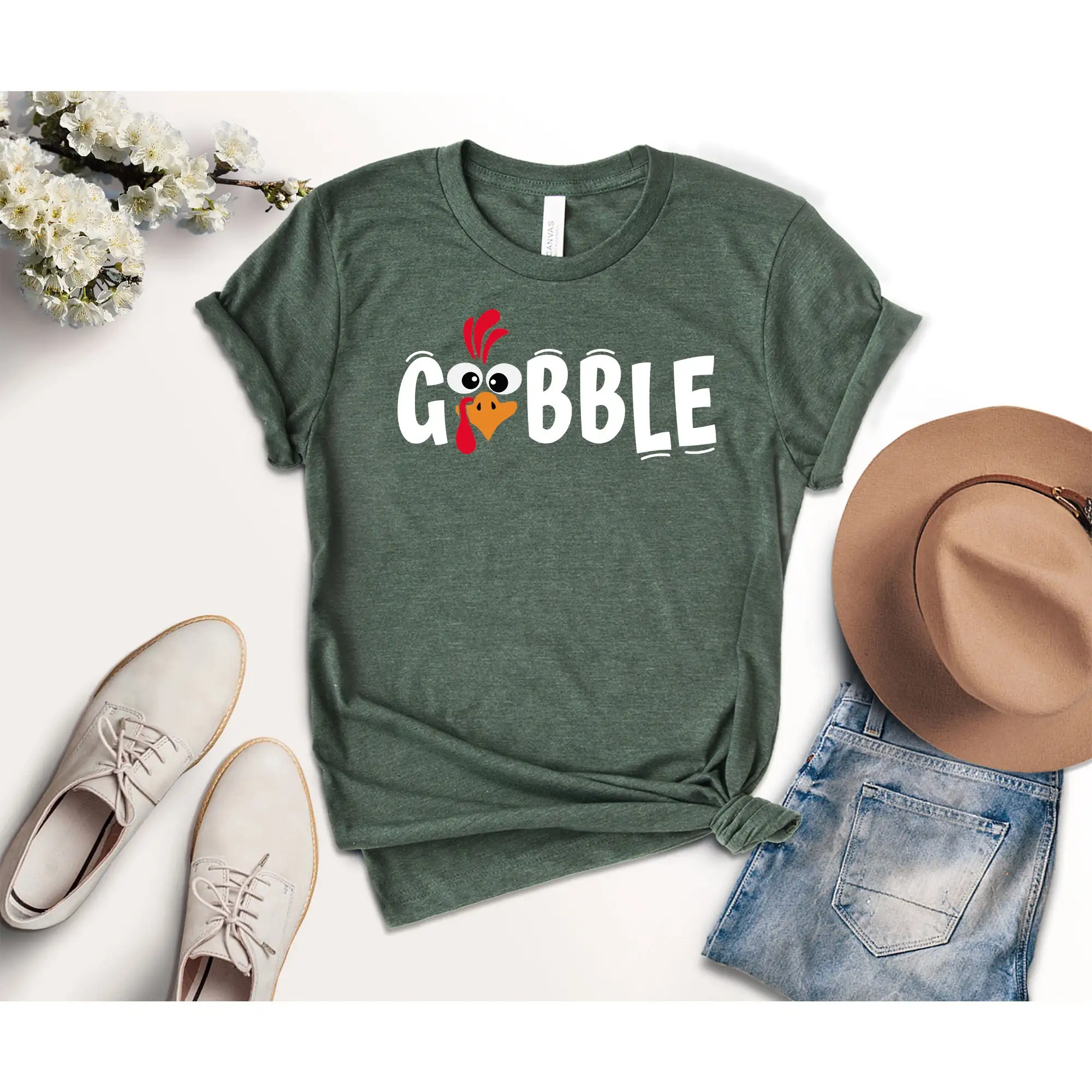 Thanksgiving T Shirt Cute Gobble Funny Turkey Face Family Fall Friendsgiving