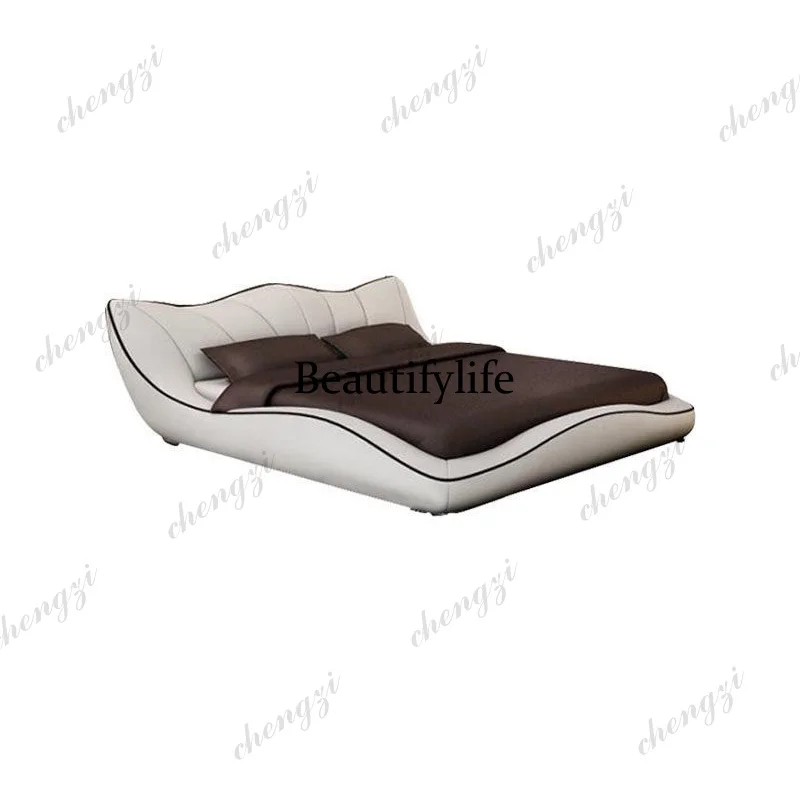 A73 Storage Space Bed Set 200×180cm Leather White Cabinets Double Beds Loft King Size Adults Camas De Dormitorio Furnitur - view 4