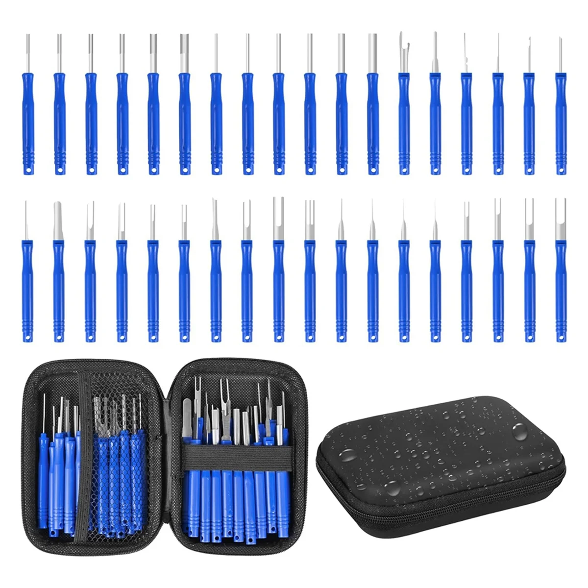 Terminal Removal Tool Kit 36 Pcs Depinning Tool Electrical Connector Pin Removal Tool Kit Pin Extractor Tool Set Blue