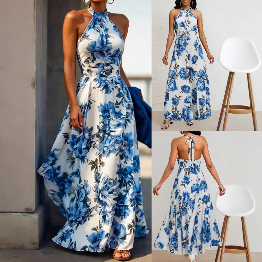 

Stylish and elegant halter-neck sleeveless A-line silhouette dress that slims the figure and has a long length.
