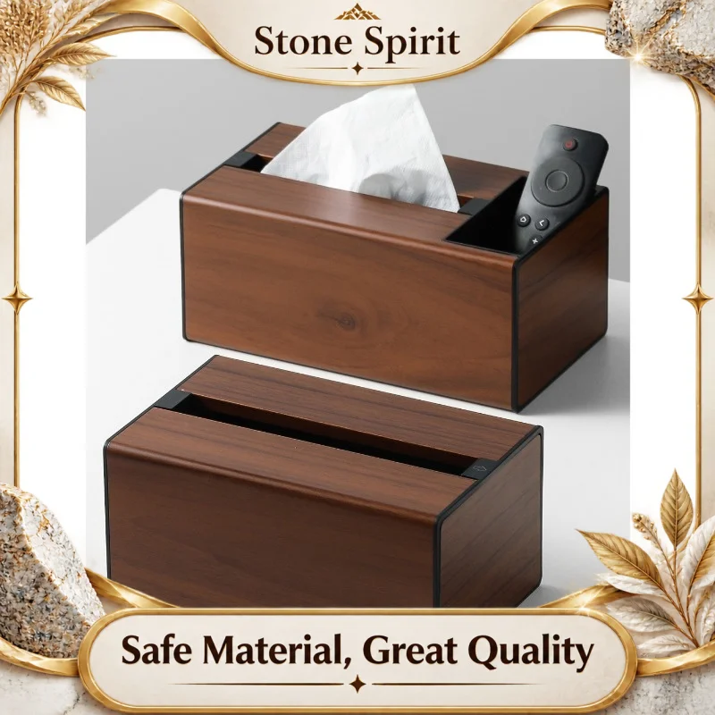 Creative Walnut Wood Grain Tissue Box - High-End Luxury Popular Living Room Tissue Holder, Home Napkin Box & Paper Towel Case