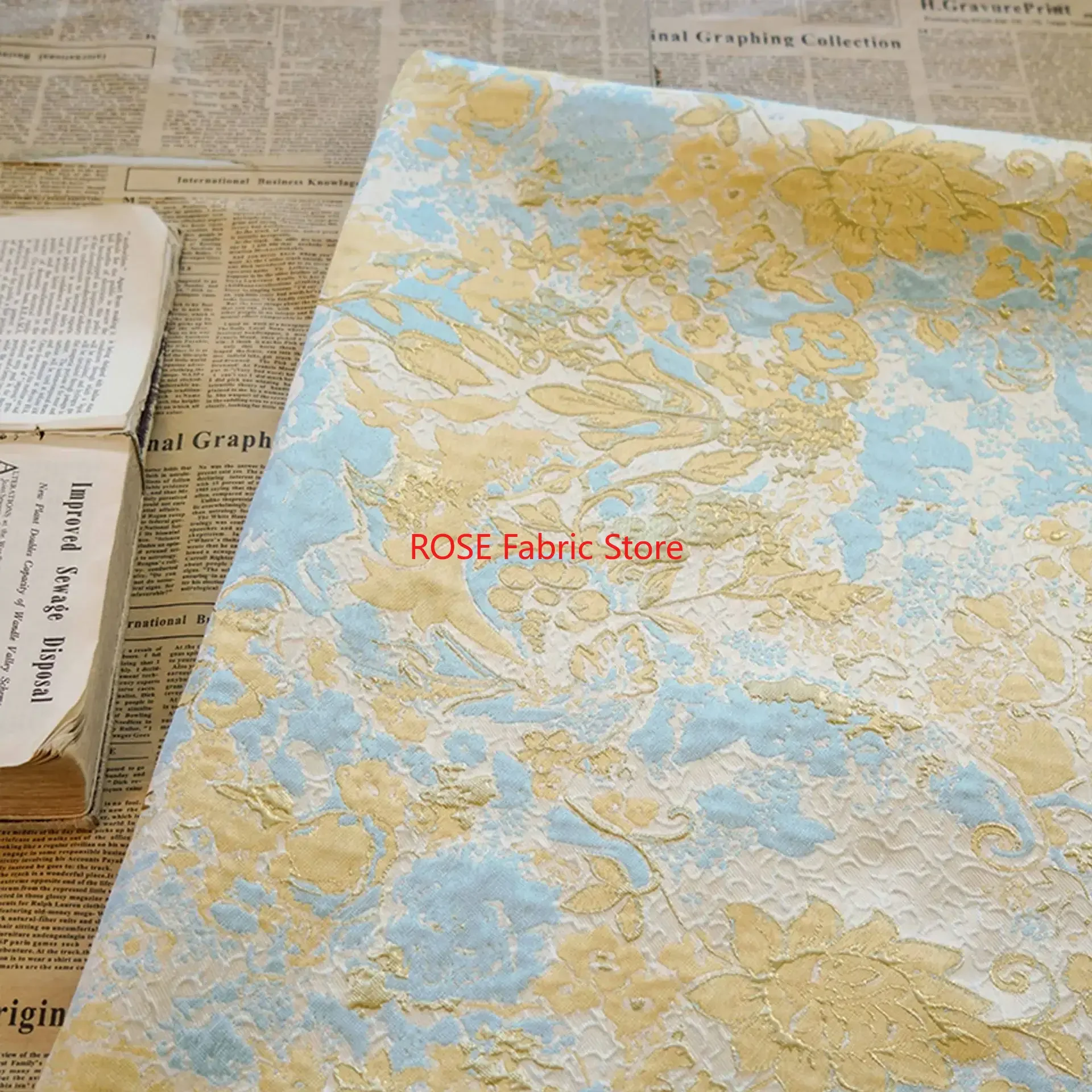 

1-метровая рельефная пряжа с золотым шелковым цветком, окрашенная жаккардовая ткань, женское платье, пушистая юбка, сумка, декоративная швейная ткань