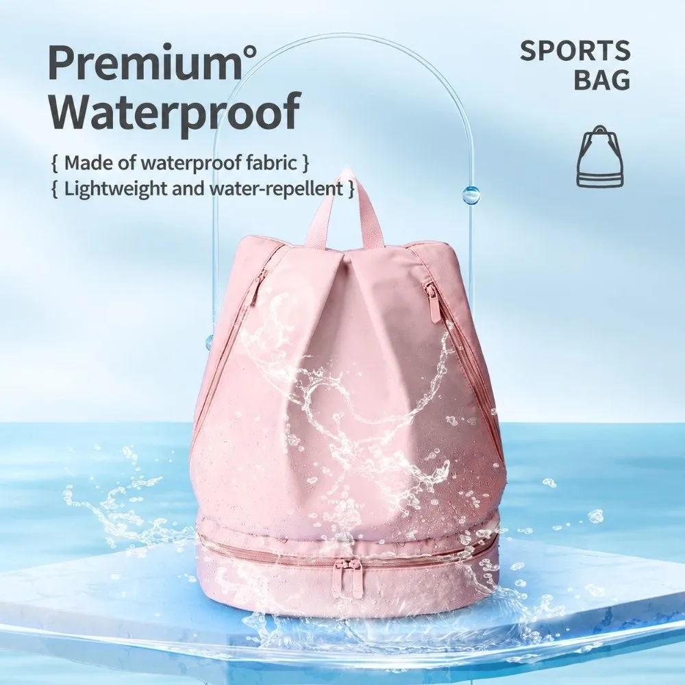 Portable Waterproof Backpack Shoe Compartment Multi-pockets Swimming Bag Shower Ready Zip Closure Sports Backpack