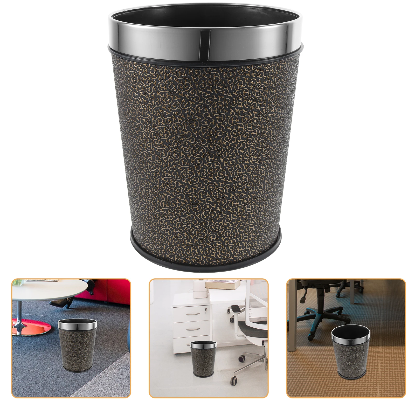 

Retro Style Trash Can Bathroom Waste Container Household Garbage Bin For Bedroom Office Decorative Plastic Portable Bin