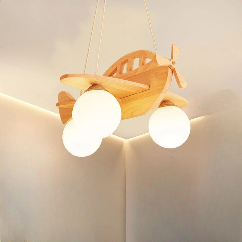 

Eye protection children's aircraft log bedroom chandelier modern creative dream childlike fun fly leb