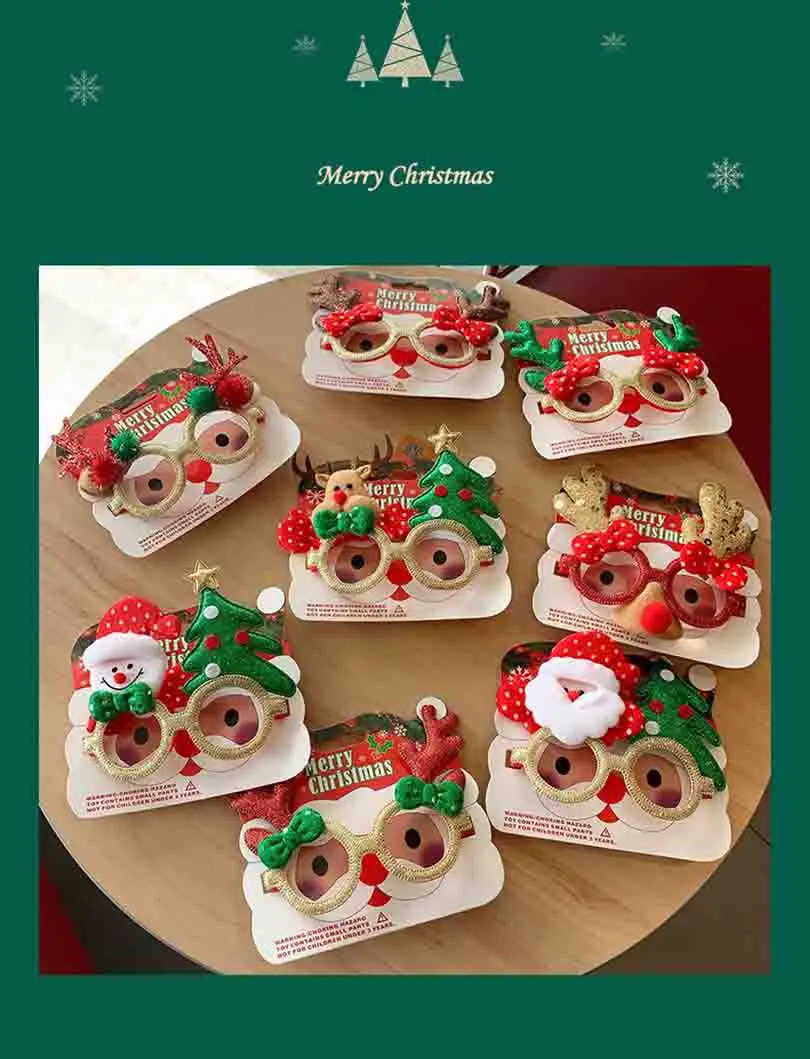 Kacamata Natal bingkai Santa Claus pohon Natal rusa besar Selamat Natal kacamata foto Prop dekorasi Natal Tahun Baru Navidad hadiah