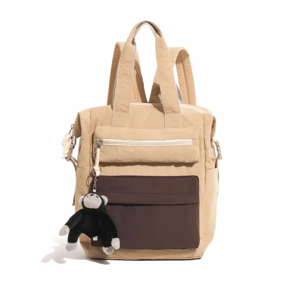 Large Capacity Dopamine Backpack Monkey Pendant Waterproof Color Block Backpack Adjustable Minimalist Lightweight School Bag