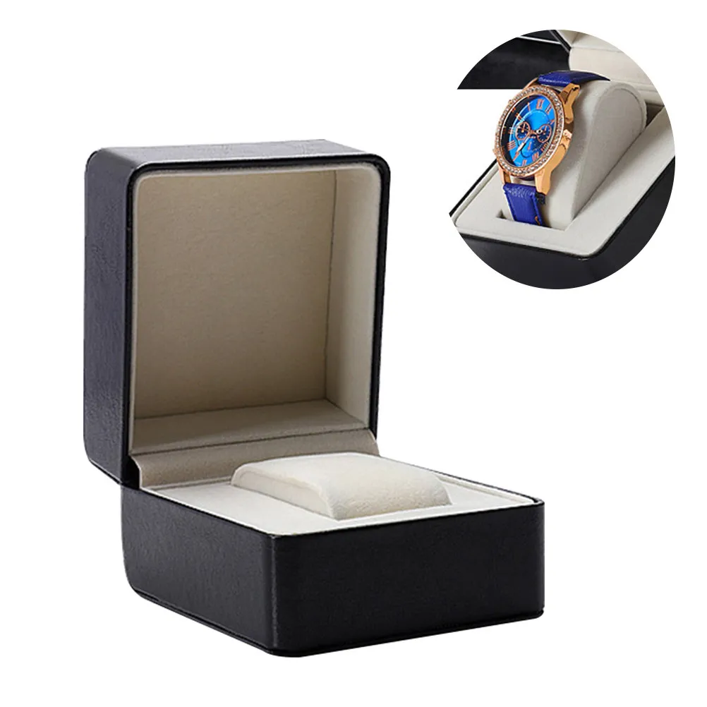 

Watch Box Square Shape Premium Construction Cushioned Watch Holder Organizes Watches Jewelry Elegantly Black