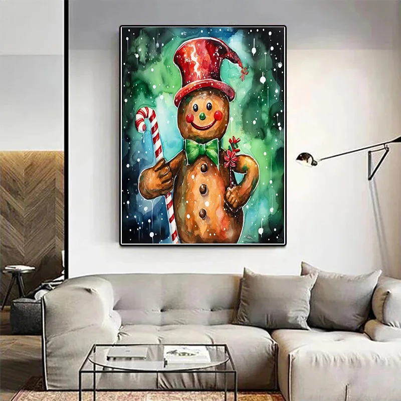 5D DIY Santa Claus Diamond Painting Kit Gingerbread Man Christmas Home Decor Crystal Embellished With Diamonds Children's Gift