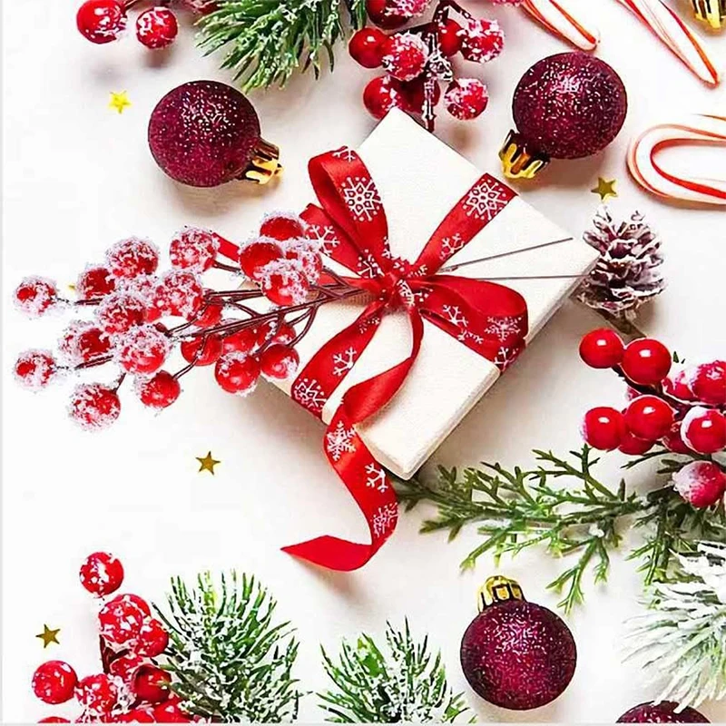 10/20 قطعة الثلوج الاصطناعية متجمد هولي بيري الجذعية شجرة عيد الميلاد الديكور للمنزل الزفاف الحلي إكليل ذاتي الصنع اكسسوارات #2