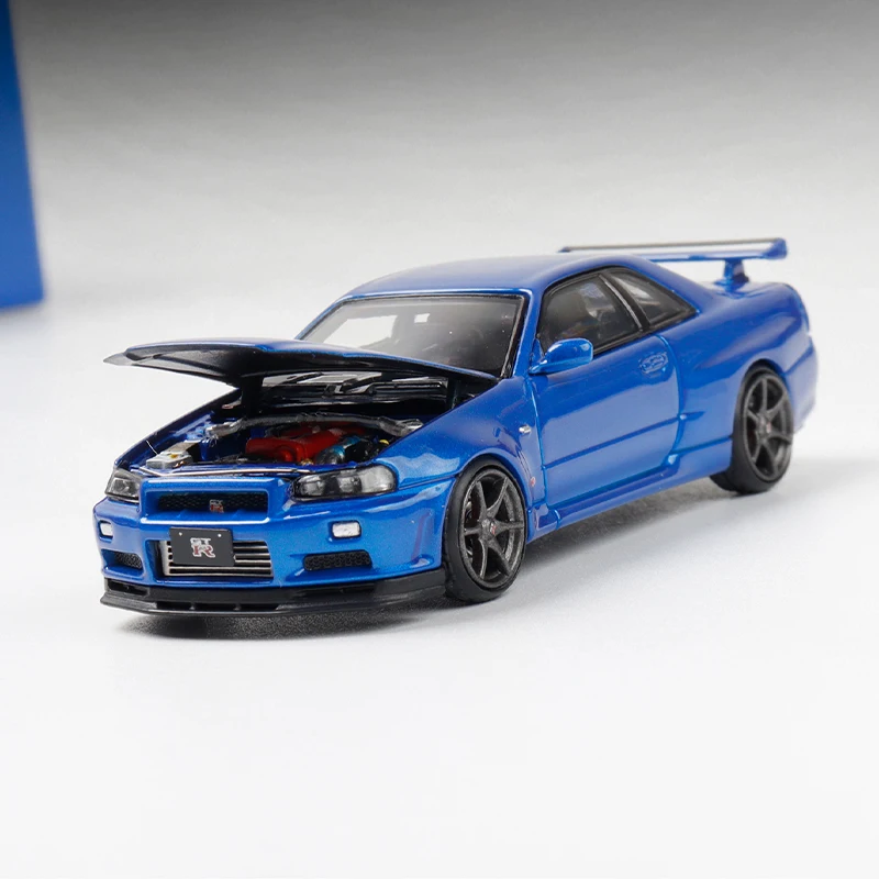 ダイキャスト-1-64-スケールスカイライン-gtr34-v-spec-シミュレーション合金車モデル静的ディスプレイグッズおもちゃギフトお土産装飾