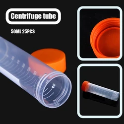 25PCS 50ML Plastic Screw Cap Flat Bottom Centrifuge Test Tube with Scale Free-standing Centrifugal Tubes Laboratory Fittings