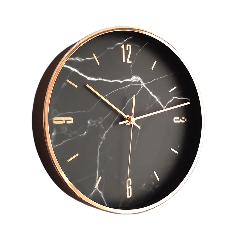 

10-Inch wall clock, round silent marble clock face clock, light luxury quartz clock