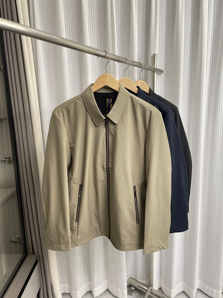 

High-End Busin Series Men's Casual Lapel Commuter Jaet Autumn Adstrative Sle Stand Fit Long Sve Regular Length