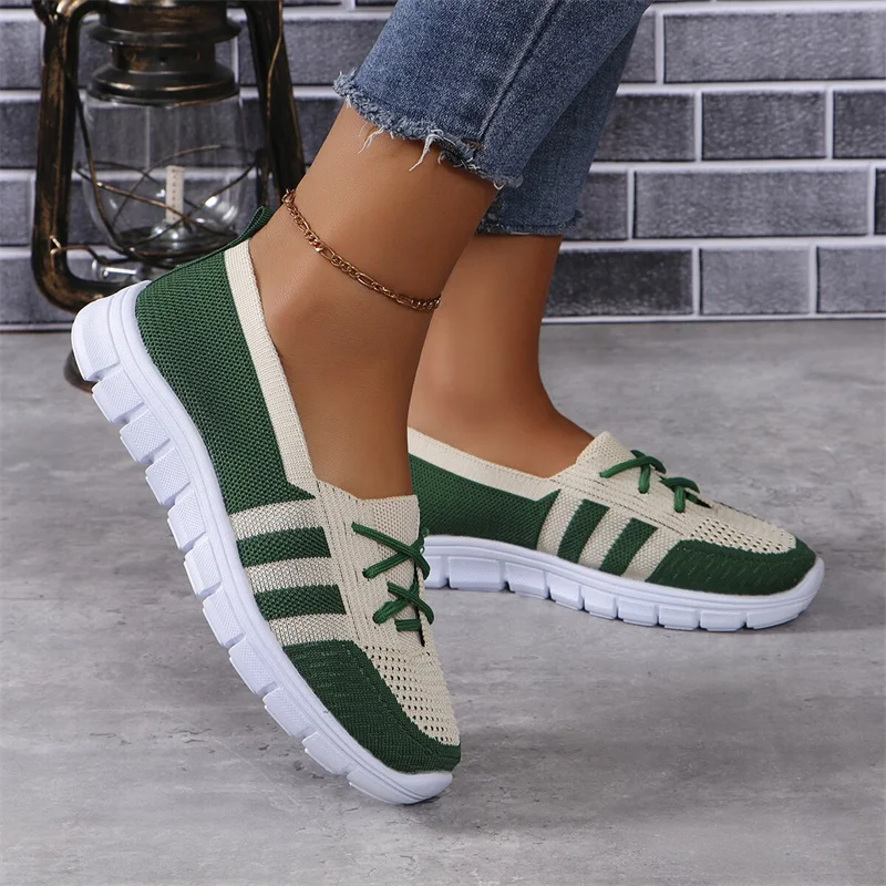 Shoes for Women 2024Brand Lace Up Women\'s Vulcanize ShoesAutumn Round Toe Mixed ColorsBreathableSportShoes Ladieszapatos