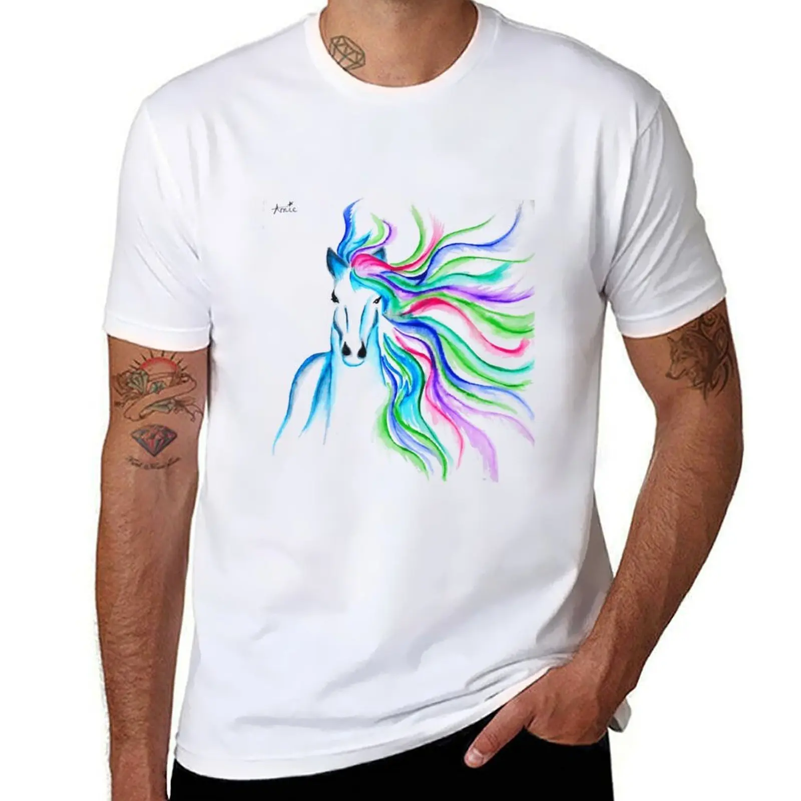 

Unicorn Pen and Ink drawing T-Shirt t shirts for man cotton man t shirt summer T-Shirt
