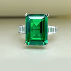 10 carat emerald cut high carbon diamond ring with tourmaline simple and elegant socialite style 925 sterling silver