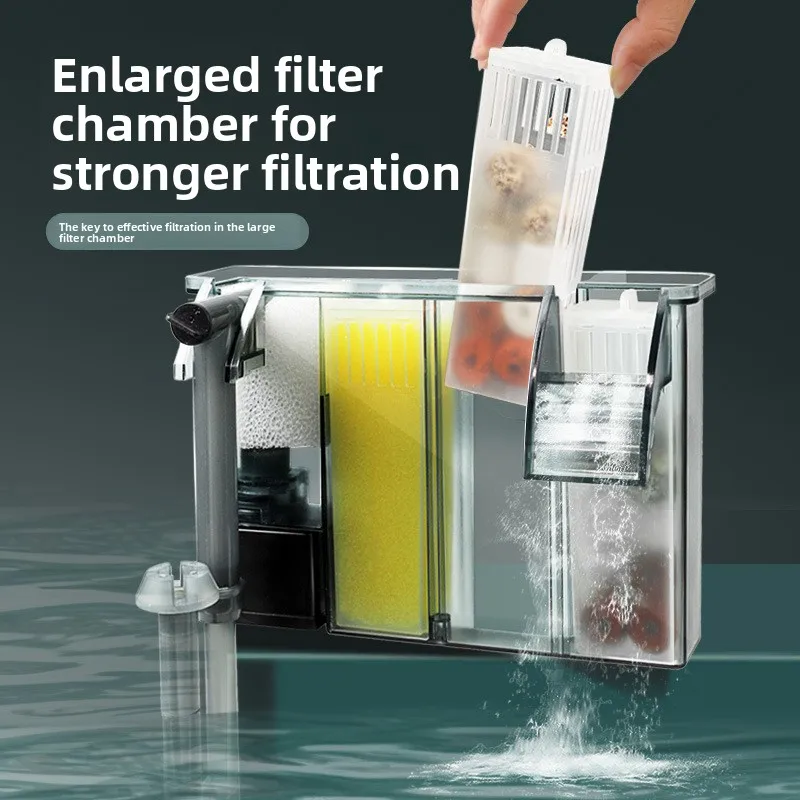 Aquarium Hang On Back Waterfall Filter, Modular Detachable 3-in-1 External Circulation System for Fish Tank