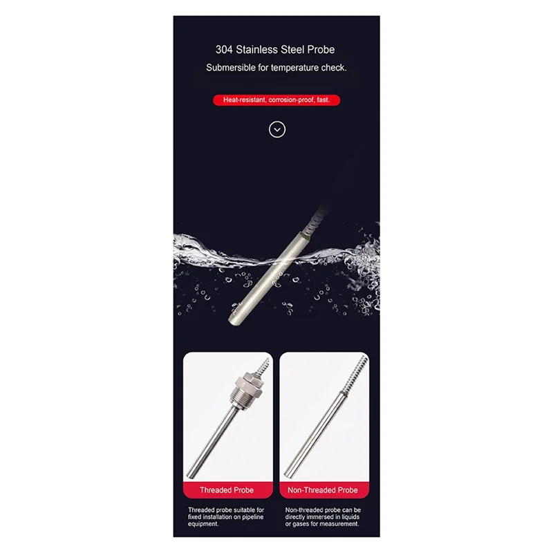 

ABMH-Stainless Steel Thermometer With Digital Display, Waterproof Probe Thermometer For Cooking, Industrial