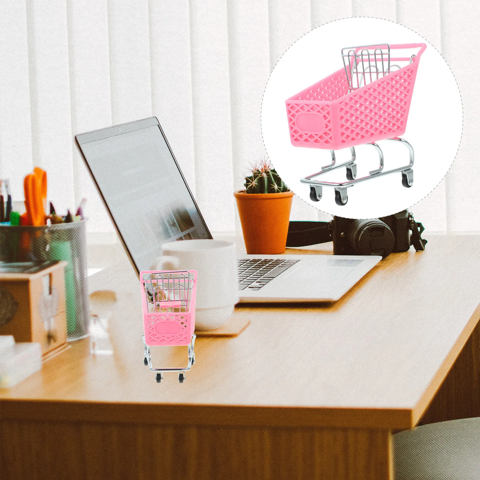 Mini carrello della spesa creativo in plastica, cestino portaoggetti in ferro, organizer per la decorazione della casa, carrello multiuso, superficie liscia in movimento facile