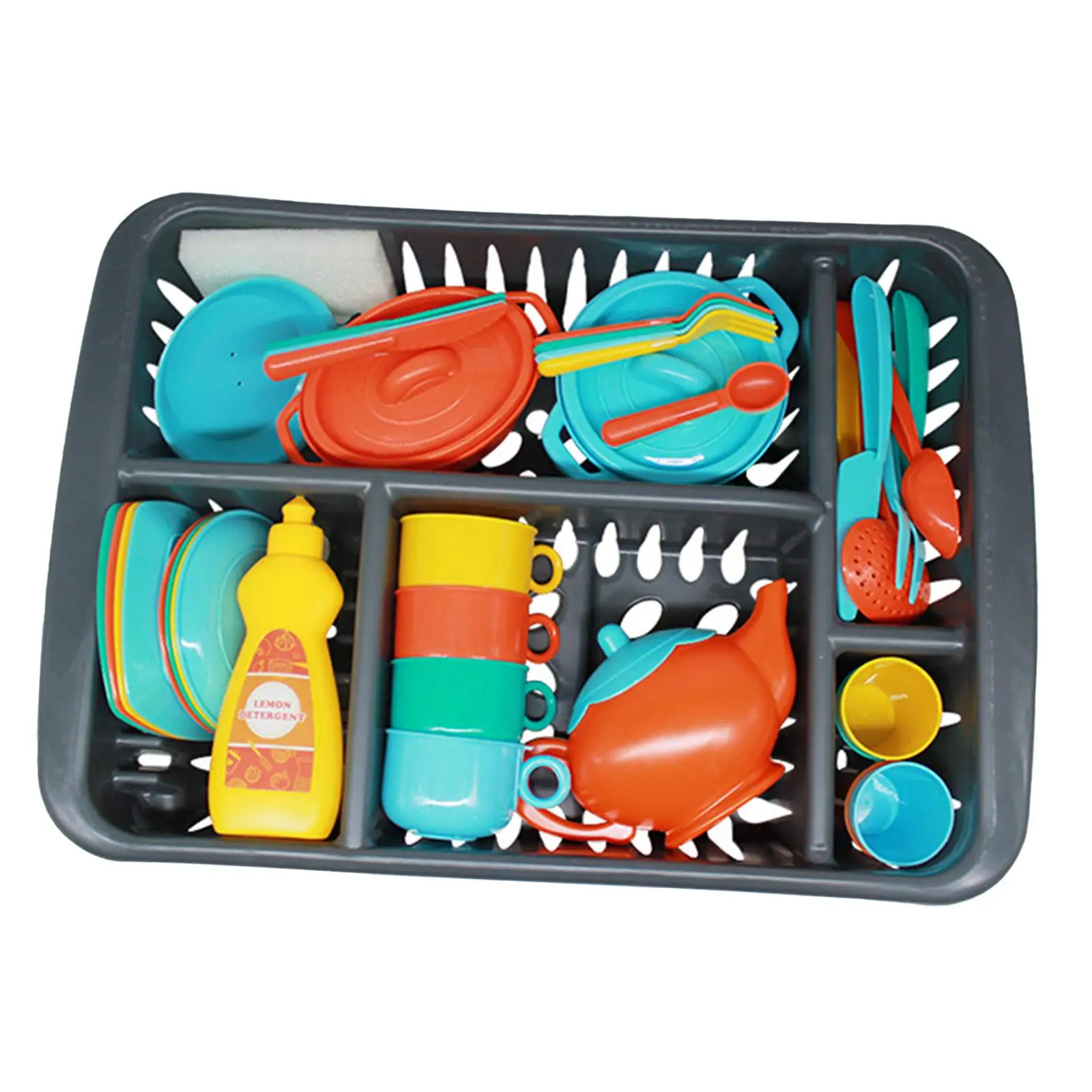 40 Pieces Kitchen Toys Fun Realistic Kitchen Dishes Set with Drainer Pretend Play for Kids Children Girls Boys Preschool