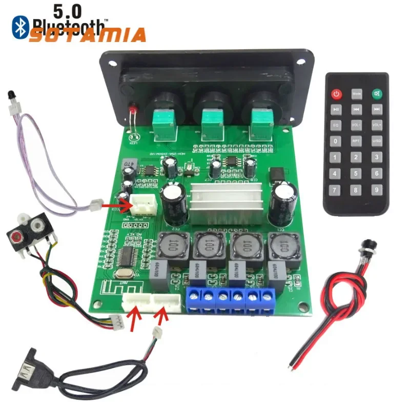 SOTAMIA TPA3116 Bluetooth 5.0 Bộ Khuếch Đại Công Suất 2X50W Bộ Phận Khuếch Đại Âm Thanh Stereo Âm Thanh Nhà Amp Treble Bass Điều Chỉnh Với bảng Điều Khiển