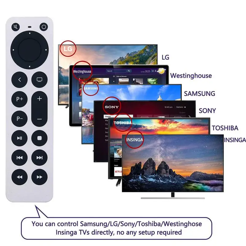 For Apple TV 4K 4 5 6 Smart TV Remote Control, Compact Size 10 Meters Remote Control TV Replacement Remote Modern Design