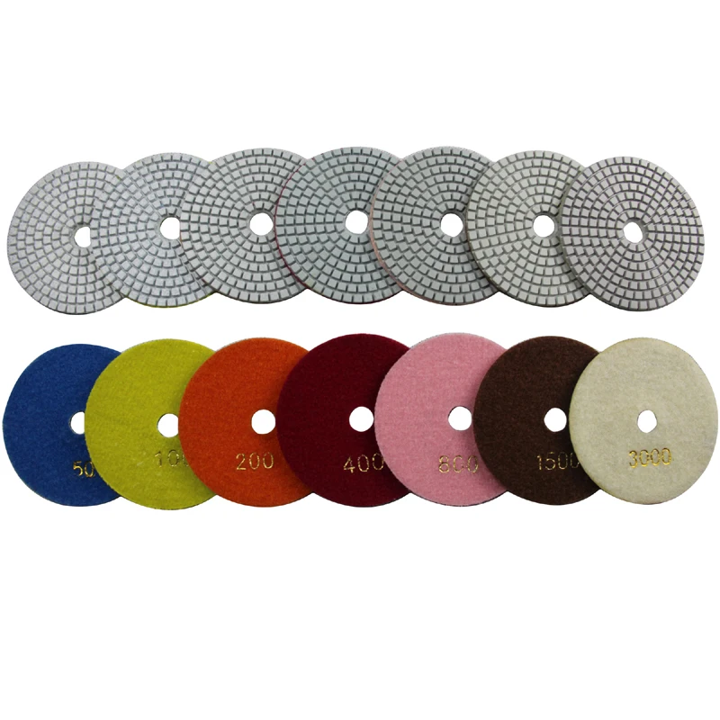 100mm 7 Pcs Wet Diamond Polishing Pads Set For Granite Marble Concrete Stone 4\