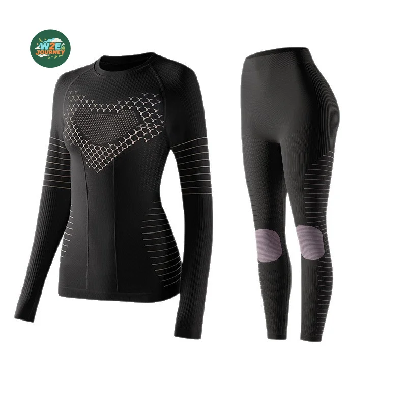 W2EJOURNEY Top Quality Sports Ski Underwear Women Sweat Wicking Warm Compression Clothing Tight Quick-drying Ski Suit Set